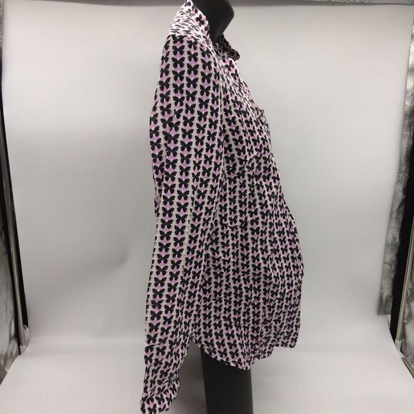 Gap Maternity White Long Sleeve Tunic w/Black and Lavender Butterflies Size S - Picture 3 of 11